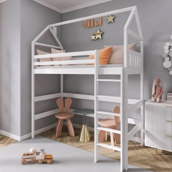 Goleta Wooden Bunk Bed Without Mattress And Ladder In White