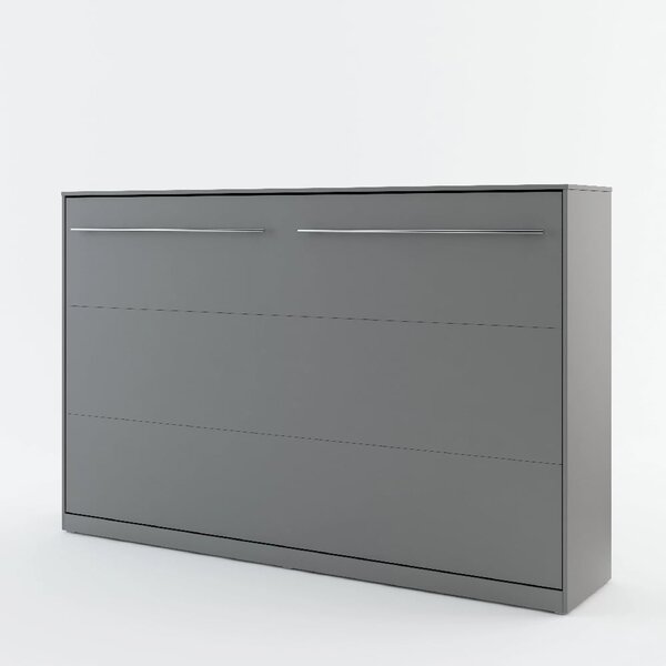 Cadott Wooden Horizontal Wall Small Double Bed In Matt Grey