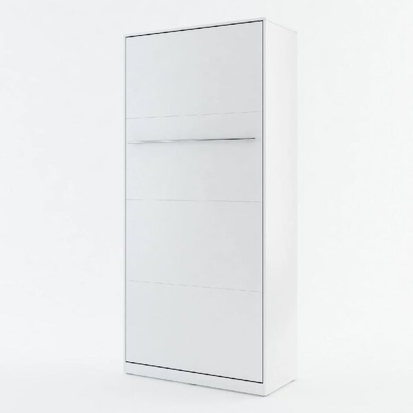 Cadott Wooden Vertical Wall Single Bed In Matt White