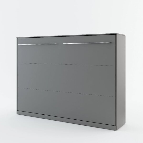 Cadott Wooden Horizontal Wall Double Bed In Matt Grey