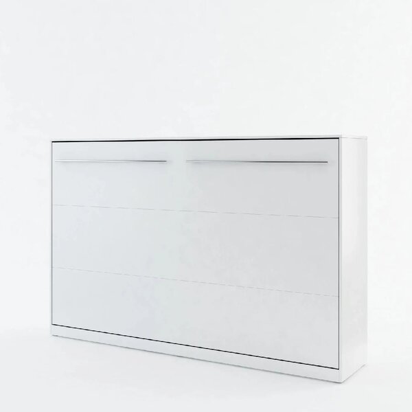 Cadott Wooden Horizontal Wall Small Double Bed In Matt White