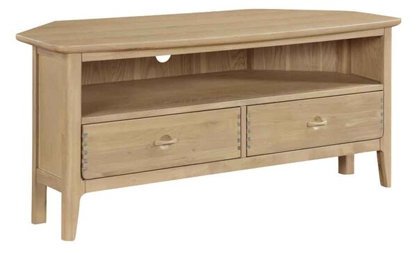 Petaluma Wooden Corner TV Stand With 2 Drawers - Oak