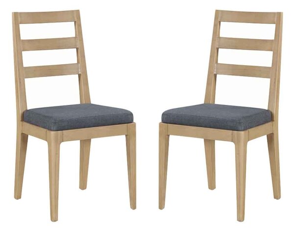 Petaluma Wooden Dining Chairs With Fabric Seat In Pair - Oak