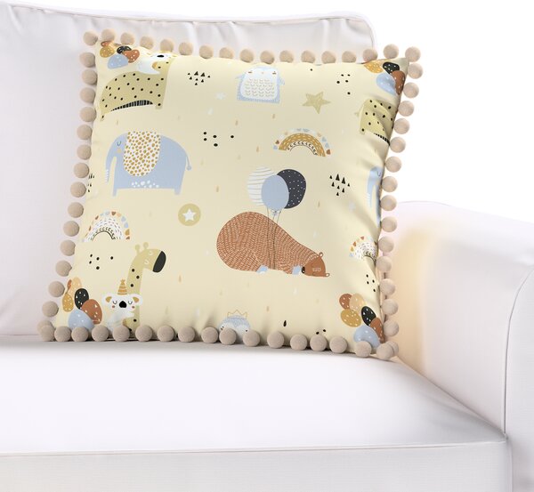 Daisy cushion covers with pom poms