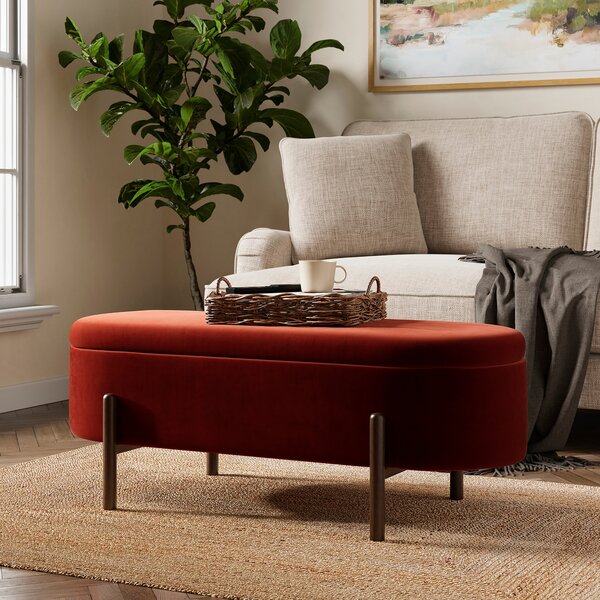 Marley Velvet Storage Ottoman Orange Umber