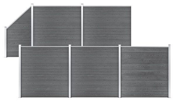 WPC Fence Set 5 Square + 1 Slanted 965x186 cm Grey