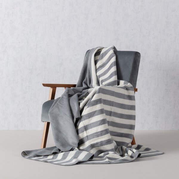 Cotton Cloud Blanket - Grey & White Stripes 150x200cm