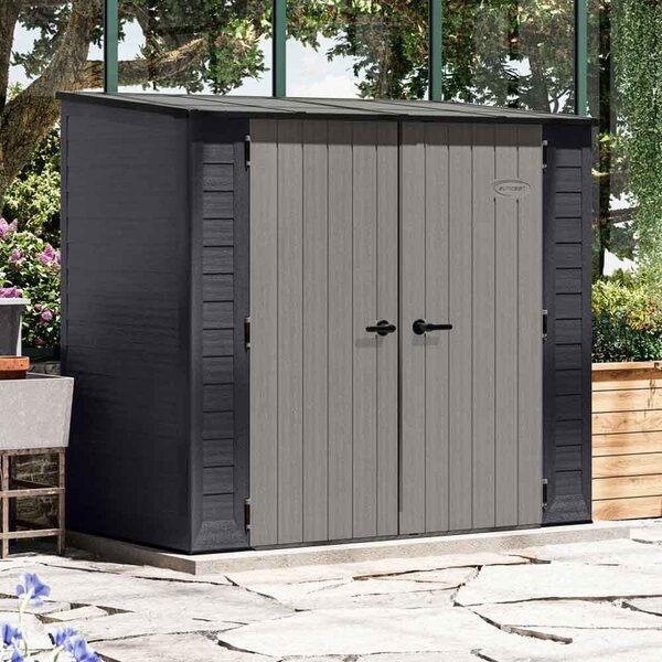 Decluttered 7x4 Reinforced Resin Garden Storage Cabinet in Anthracite