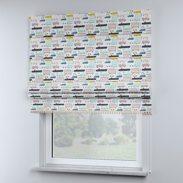 Roman blind with pompoms