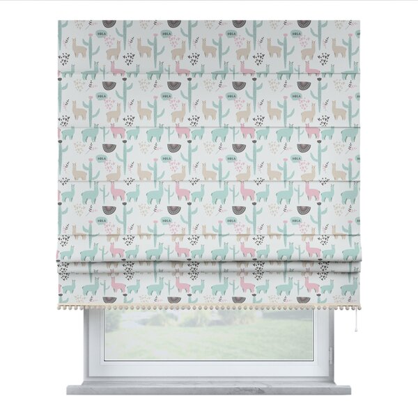 Roman blind with pompoms