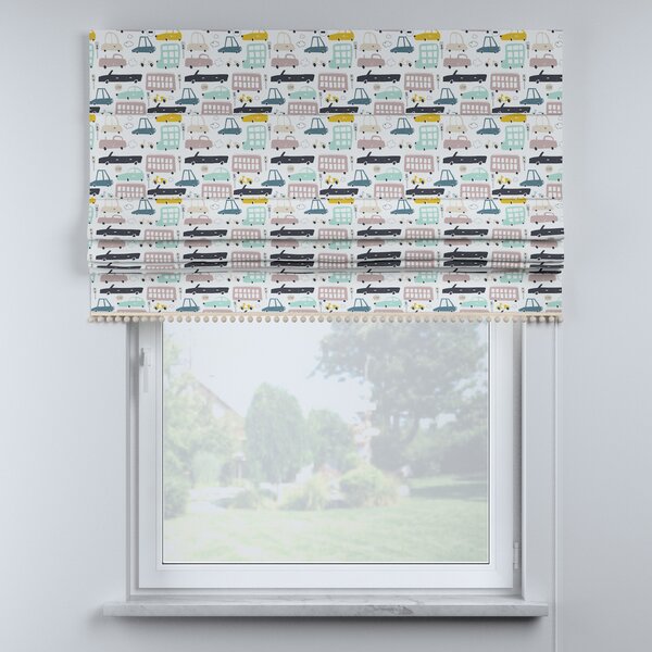 Roman blind with pompoms