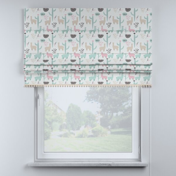 Roman blind with pompoms