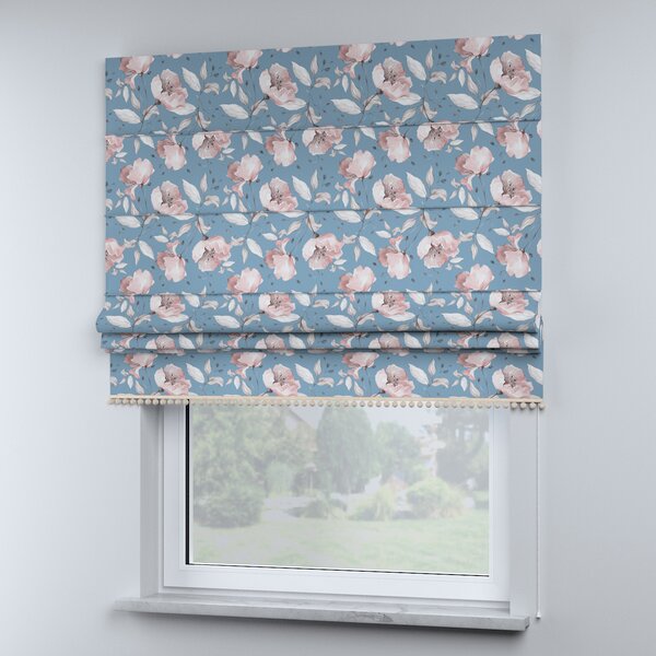 Roman blind with pompoms