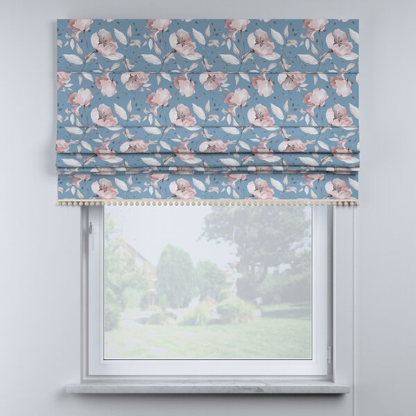 Roman blind with pompoms