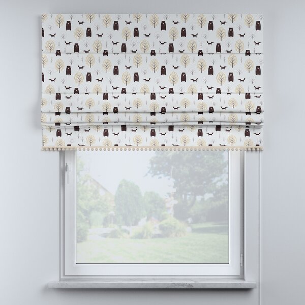 Roman blind with pompoms