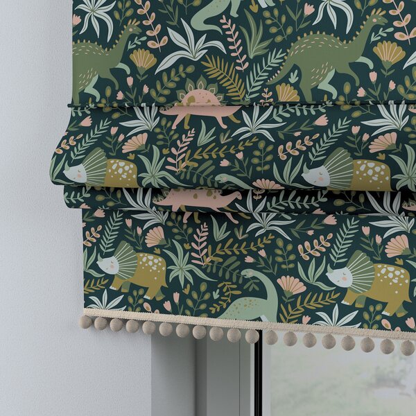 Roman blind with pompoms