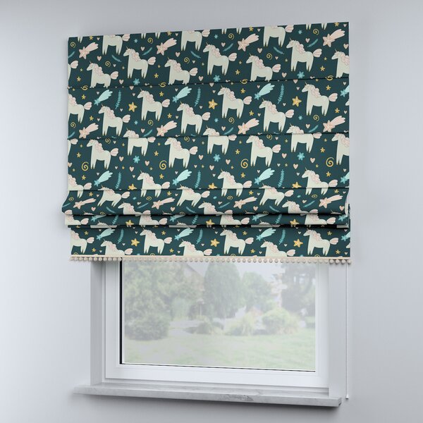 Roman blind with pompoms