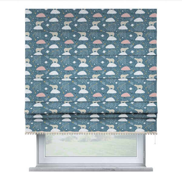 Roman blind with pompoms