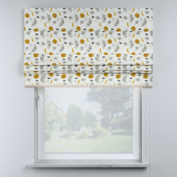 Roman blind with pompoms