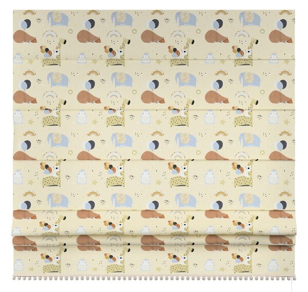 Roman blind with pompoms