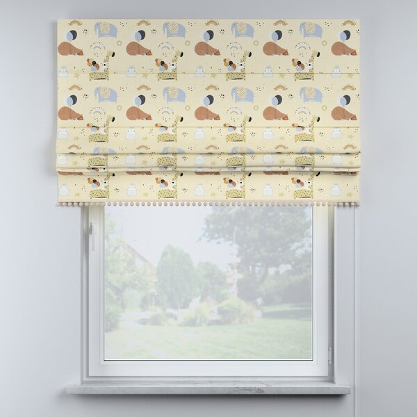 Roman blind with pompoms