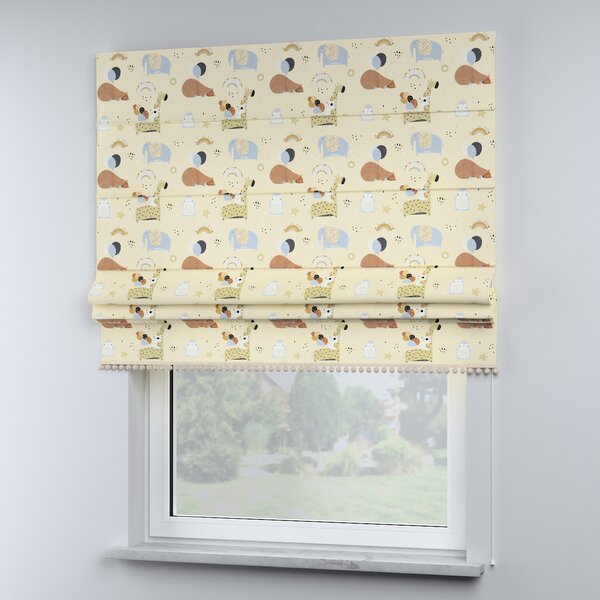 Roman blind with pompoms