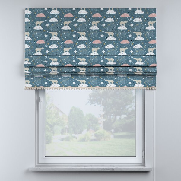 Roman blind with pompoms