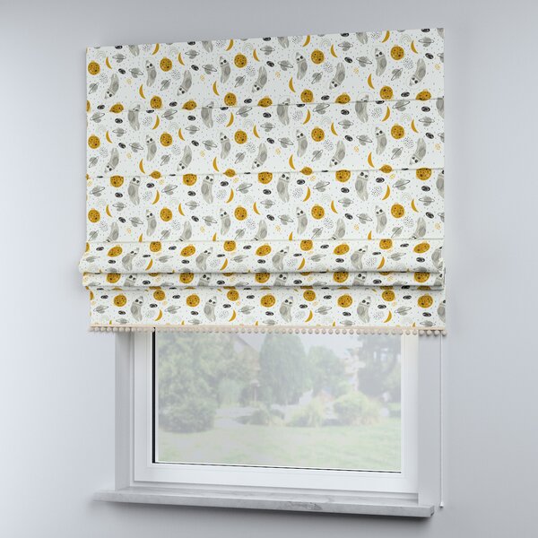 Roman blind with pompoms