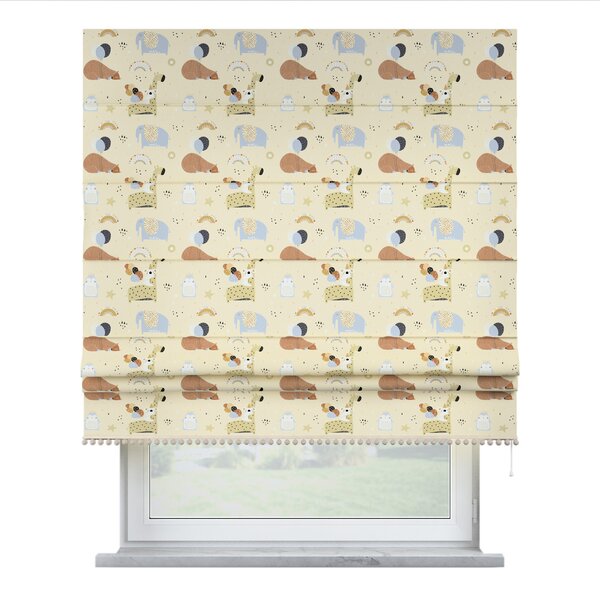Roman blind with pompoms