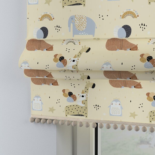 Roman blind with pompoms