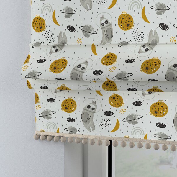 Roman blind with pompoms