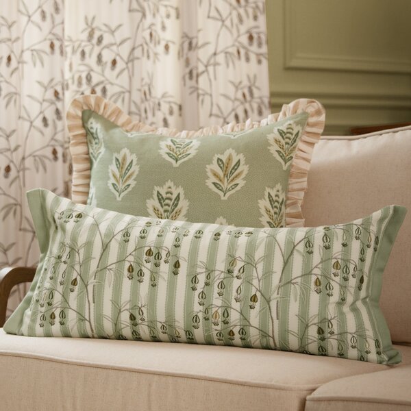 Sanderson Chinese Lanterns Embroidered 30cm x 65cm Filled Boudoir Sage