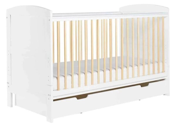 Ickle Bubba Coleby Scandi Cot Bed with Under Drawer Scandi White - Without Mattress