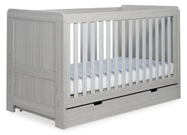 Ickle Bubba Pembrey Cot Bed and Under Drawer Ash Grey - Without Mattress