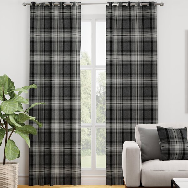Highland Check Made To Measure Curtains Charcoal
