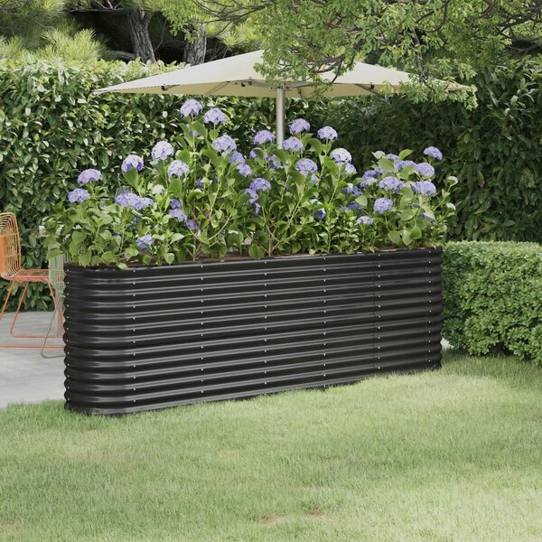 Garden Raised Bed Powder-coated Steel 224x40x68 cm Anthracite