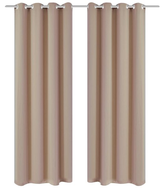 Blackout Curtains 2 pcs with Metal Eyelets 135x175 cm Cream