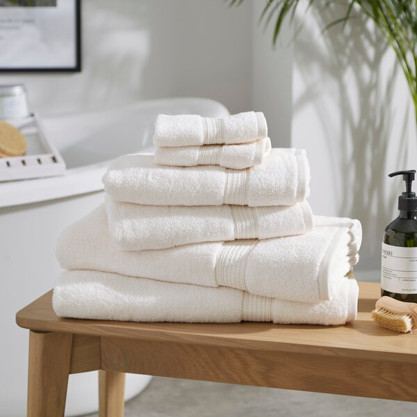 Set of 6 Plush Cotton Towel Bale Ivory