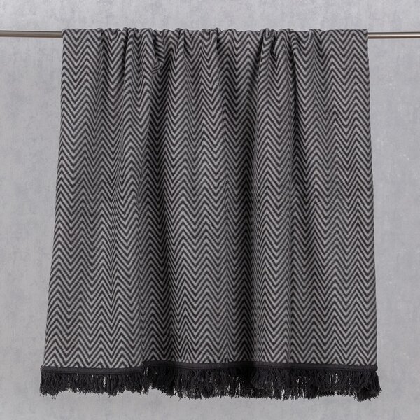 Cotton Cloud Blanket 150x200cm Grey Chevron