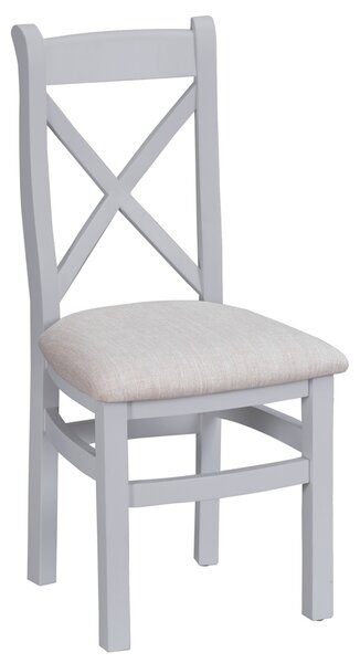 Suffolk Grey Painted Oak Crossback Chair With Fabric Seat