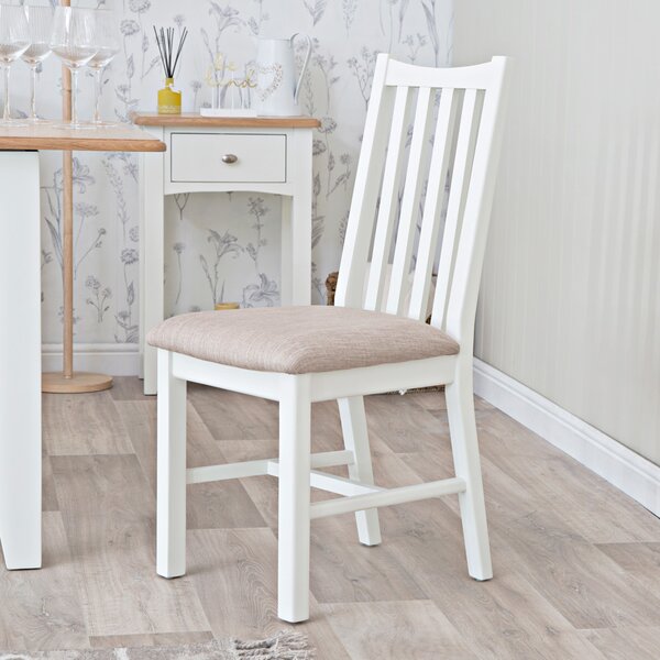 Gloucester White Painted Dining Chair Fabric Seat