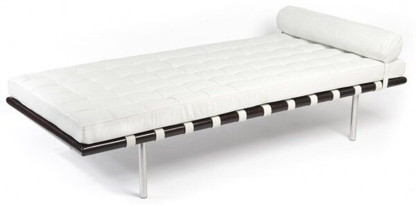 Mies van Der Rohe Black Barcelona Lounge Bed White