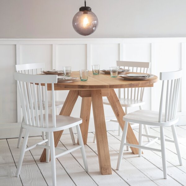 Round Raw Oak Dining Table