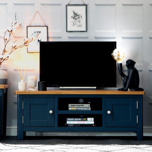 Rutland Blue Painted Oak Large TV Unit