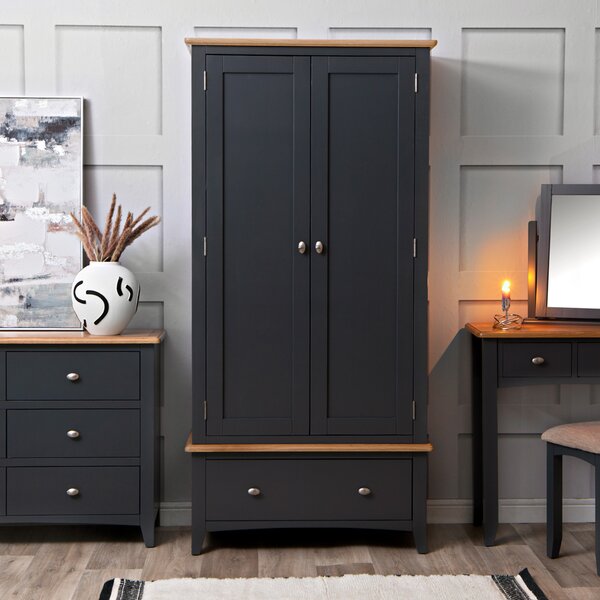 Gloucester Midnight Grey Painted 2 Door Wardrobe with Drawer