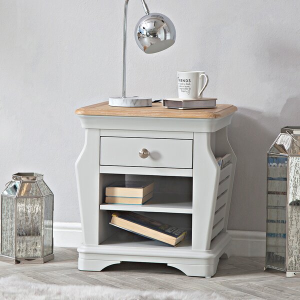 Ashbourne Grey Painted Lamp Table With Magazine Holder