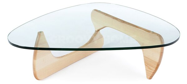 Isamu Noguchi Style Modern Coffee Table with Glass Top Natural
