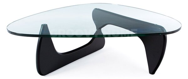 Isamu Noguchi Style Modern Coffee Table with Glass Top Black