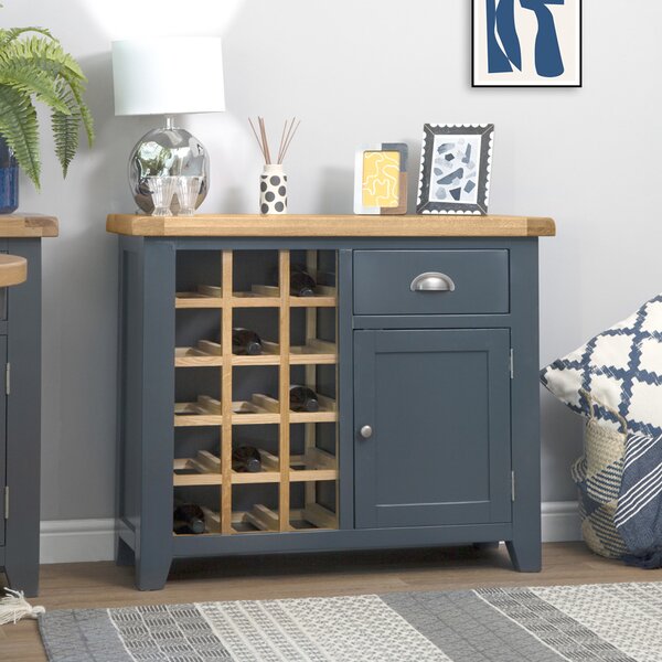Hampshire Blue Painted Oak Small Sideboard Wine Rack