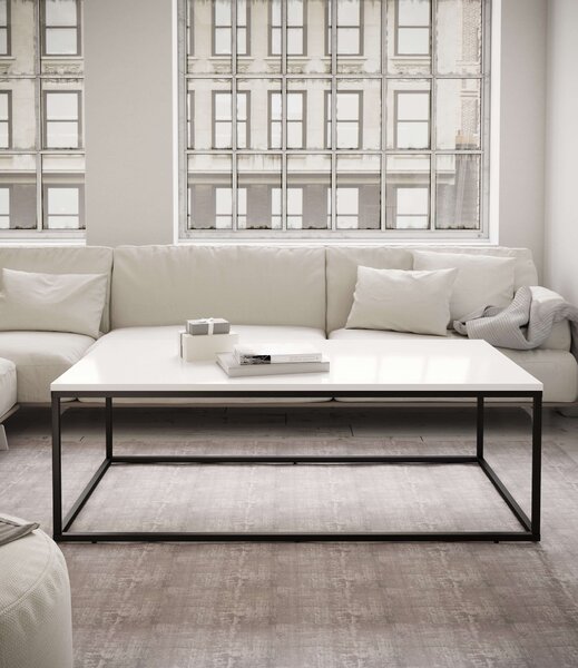 Louise Rectangle High Gloss White Coffee Table